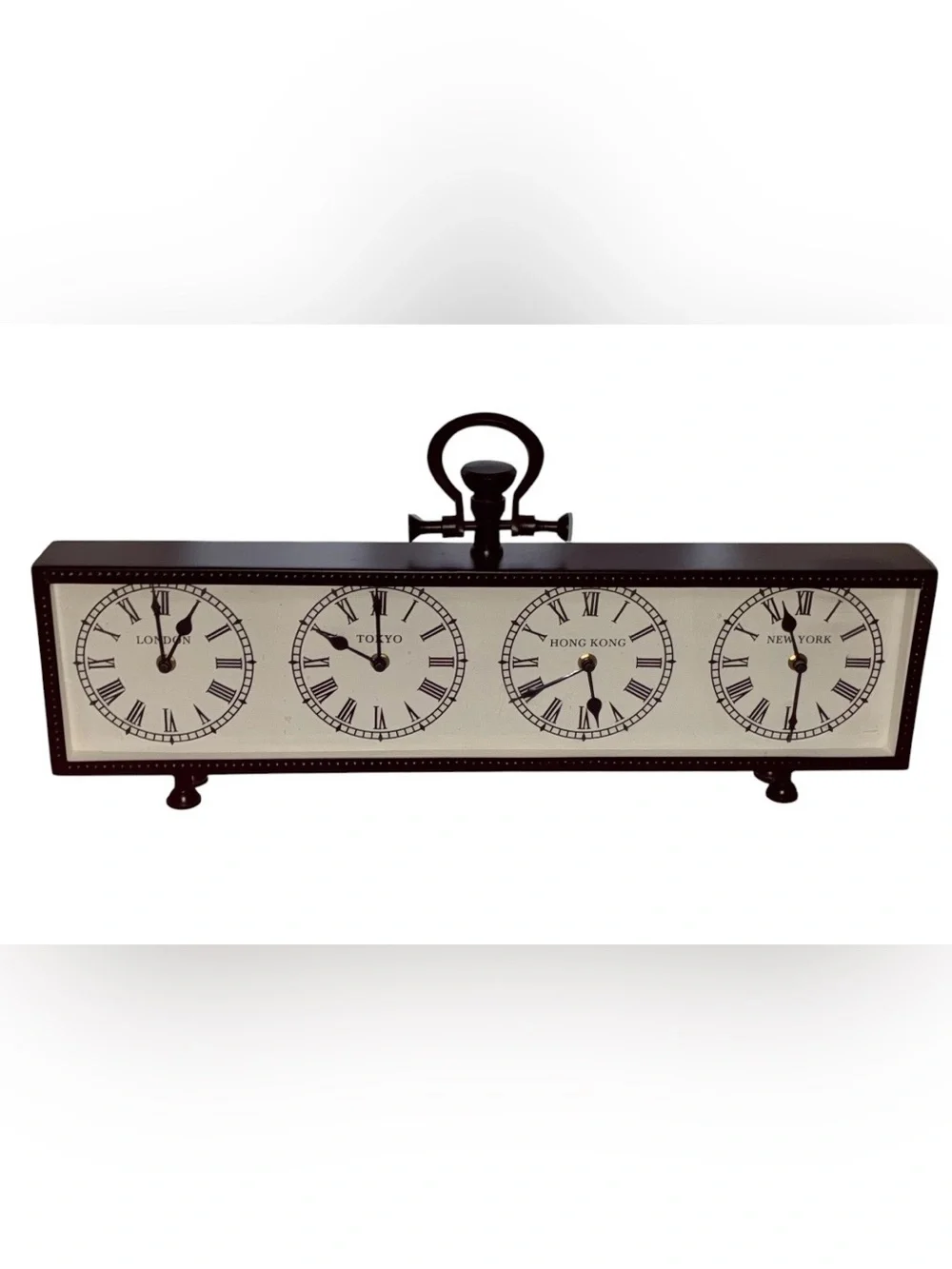 Pottery Barn World Multi-Clock Industrial Retro Mantle‎ Center Piece Clock